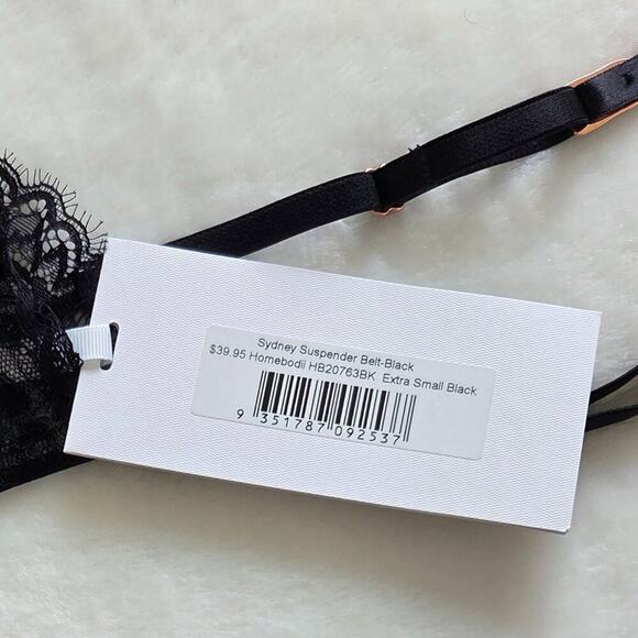 New Homebodii Scalloped Lace Sydney Suspender Garter Belt Lingerie Size XS Black - Picture 6 of 6